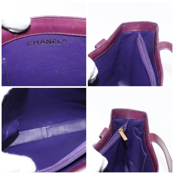 CHANEL Tote Bag Patent leather Purple Gold CC Auth bs29957 - Picture 15 of 16